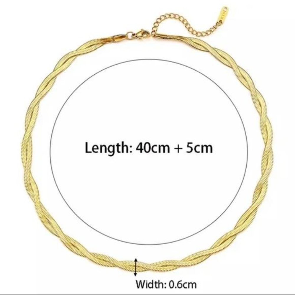 DOUBLE LAYER HERRINGBONE 18K GOLD CHAIN NECKLACE, NICE NECKLACE, CUTE NECKLACE. - Picture 5 of 5